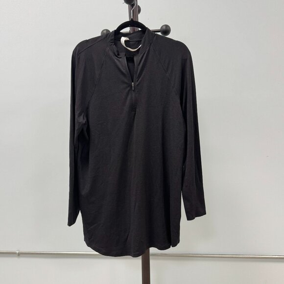 Lululemon Athletic Black Half-Zip-Front Long-Sleeve Dress Size 12 - Picture 1 of 5